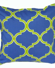 Blue Green Fretwork Indoor Outdoor Cushion Bungalow Living