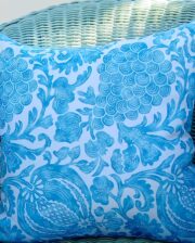 Aqua Batik Floral Outdoor Indoor Cushion Bungalow Living Australia